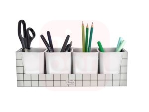 Kit com 4 Porta Objetos Minimal E Branco