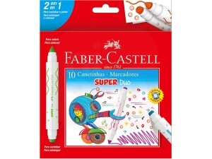 Canetinha 10 Cores SuperDuo + Carimbo - Faber-Castell