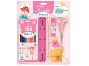 Kit Lápis de Cor 12 Cores 7 Peças Fada
